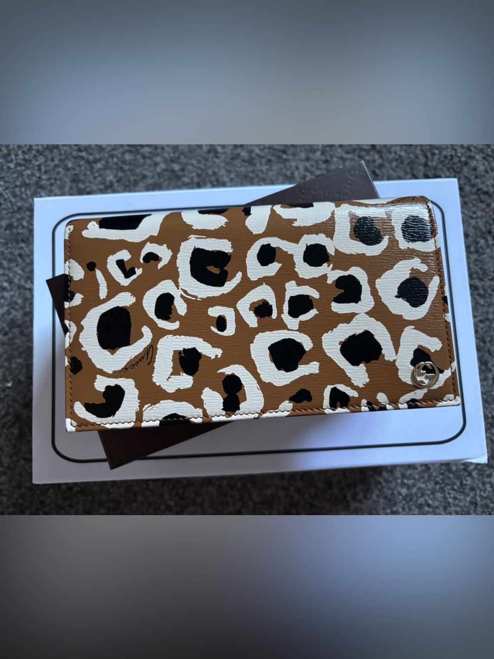 RARE Leopard Print Leather Wallet - Tan, Black & Cream